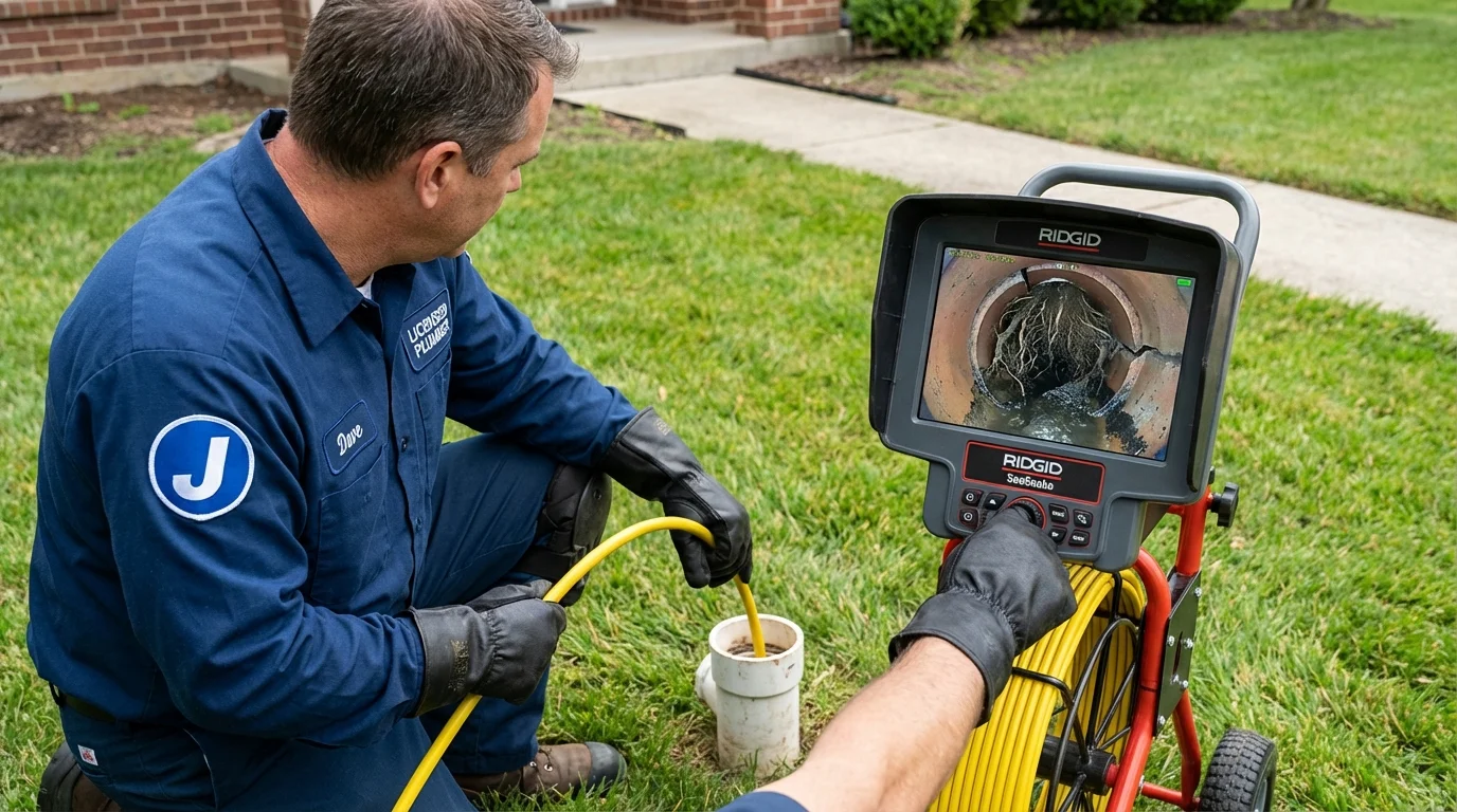 Sewer camera inspection being performed by Johns Plumbing LLC in Fort Worth